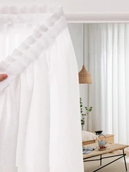 Sheer Curtains No Drill White Curtain For LivingRoom Soft Home Decor Sheer Hook And Loop FastenerModern Simple Curtains Bedroom