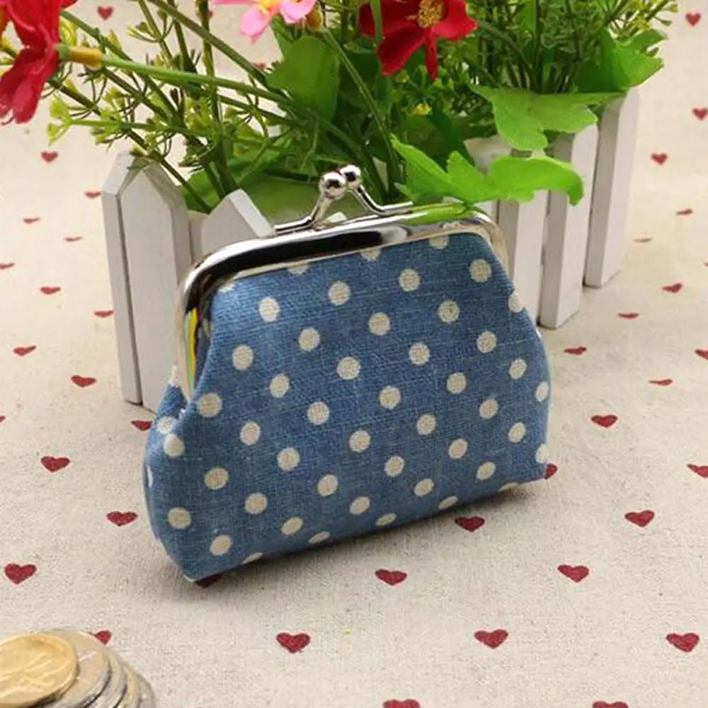

Cute Mini Zipper Dots Iron Buckle Clutch Change Purse Linen Coin Purse Coin Bag Small Purse Wallets Korean Money Bag