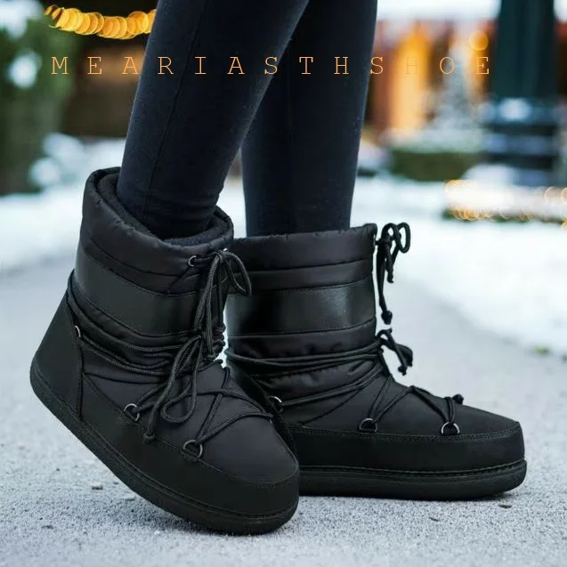 

Waterproof platform Snow Boots Women's High-Tube Laced Anti-Slip Warm Ski Boots Fashionable Winter New platform Mid-Calf boots