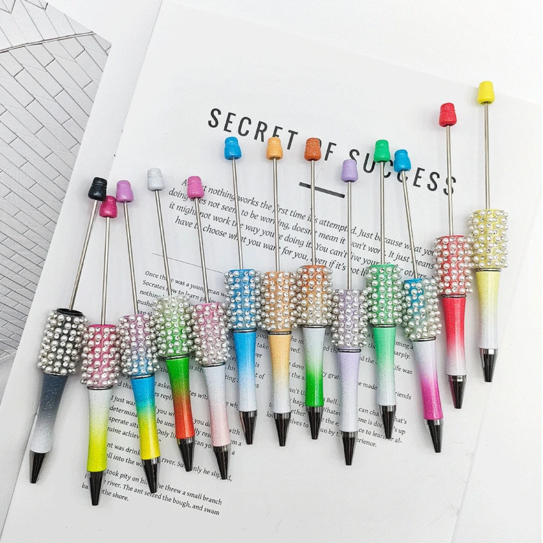 52Pcs Diamond Bead Pen Creative Handmade Sticker Set Diamond Beaded Ballpoint Pens Gift Pen Wholesale