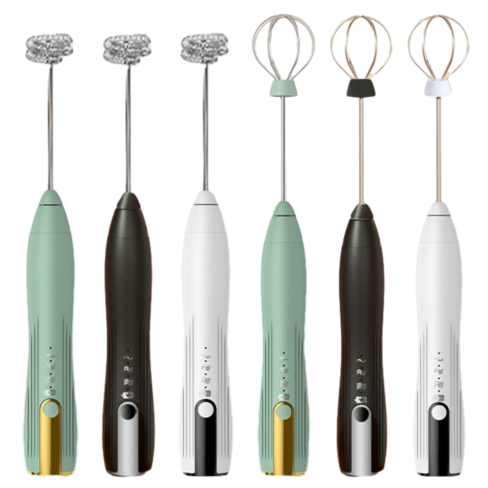 خلاط مشروبات كهربائي 3 سرعات محرك صغير السواط قابل للتعديل USB قابلة للشحن 14000 دورة في الدقيقة 1500 مللي أمبير مع TYPE-C/رأس خلط لاسلكي