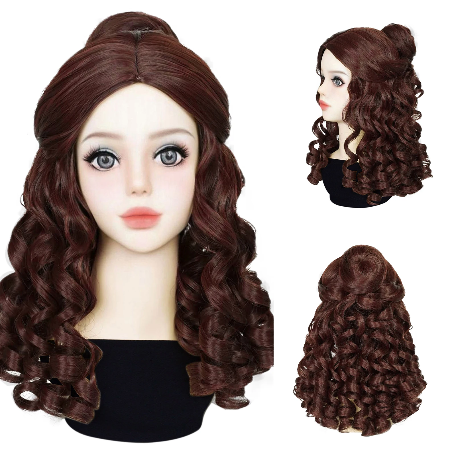 

Синтетический коричневый длинный волнистый парик принцессы для косплея, аниме, Хэллоуин, карнавал, комикс, выставка, парик для косплея