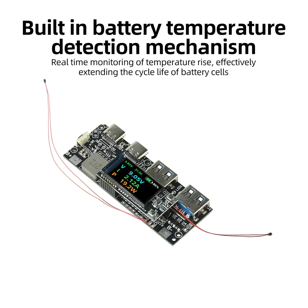 22,5W DIY Tragbares Powerbank-Mainboard mit 0,96 Zoll TFT-Farbdisplay, PD-Multi-Protokoll-Schnellladung für Elektronische Komponenten – Detail 9