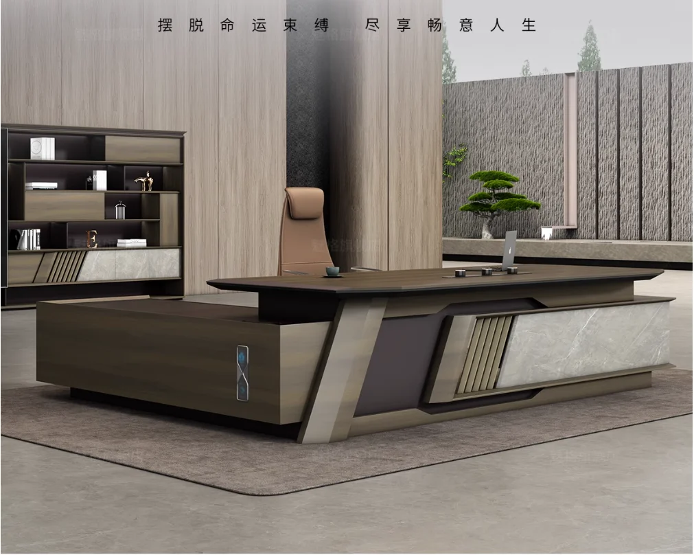 

Легкий роскошный стол с ящиками, современный L-образный стол Boss Ceo Manager, деревянный офисный стол для офисной мебели