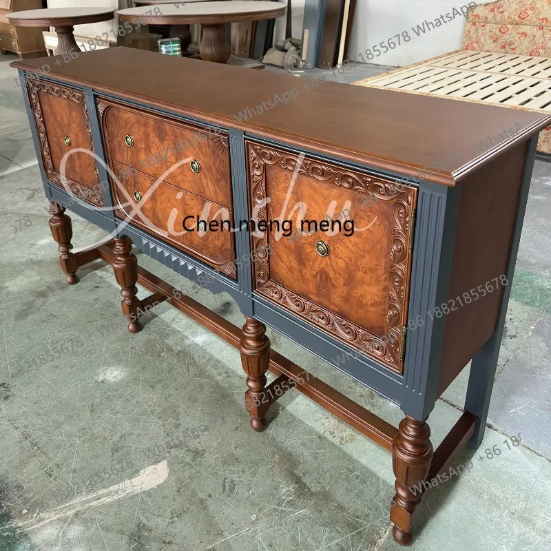 

Антикварный французский буфет E182, американский шкаф для гостиной из массива дерева, декоративный настенный шкаф для хранения вещей.