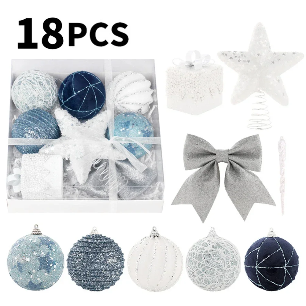 Christmas Blue Foam Decorations Ball Xmas Tree Top Star Set Chris Ball Ornaments Tree Decors Christmas Bulbs Ornaments