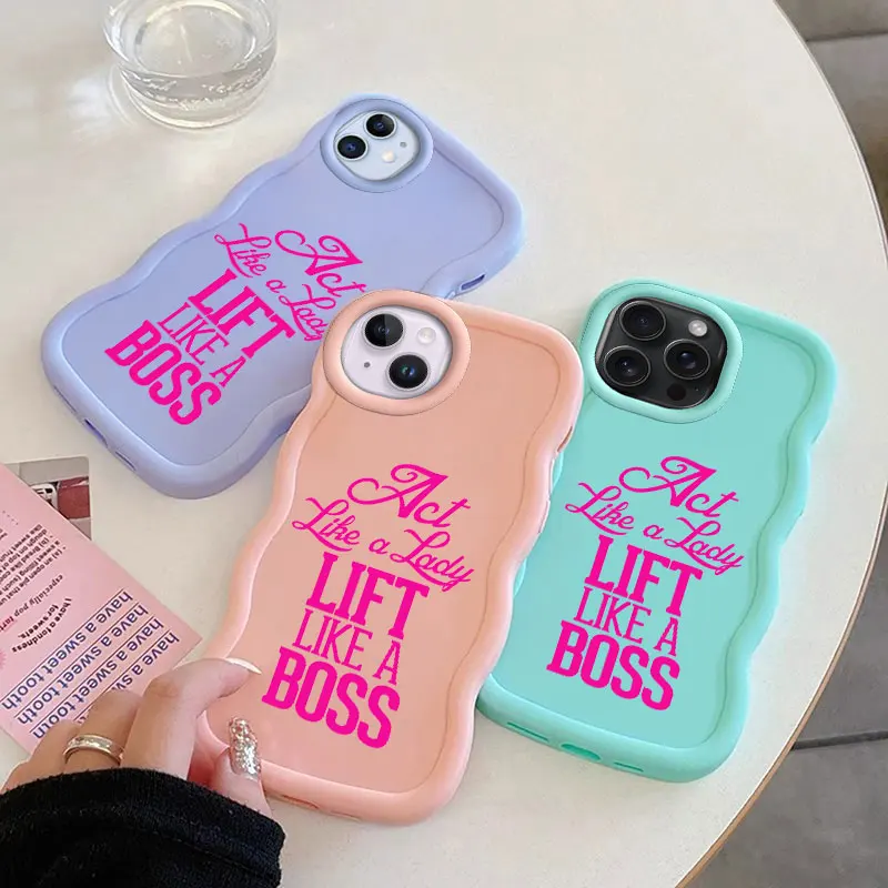 Gym Lady Macalong Phone Case for iPhone XR 11 12 13 14 15 16 PRO MAX PLUS Soft Coque Wavy edged Shockproof Cover 