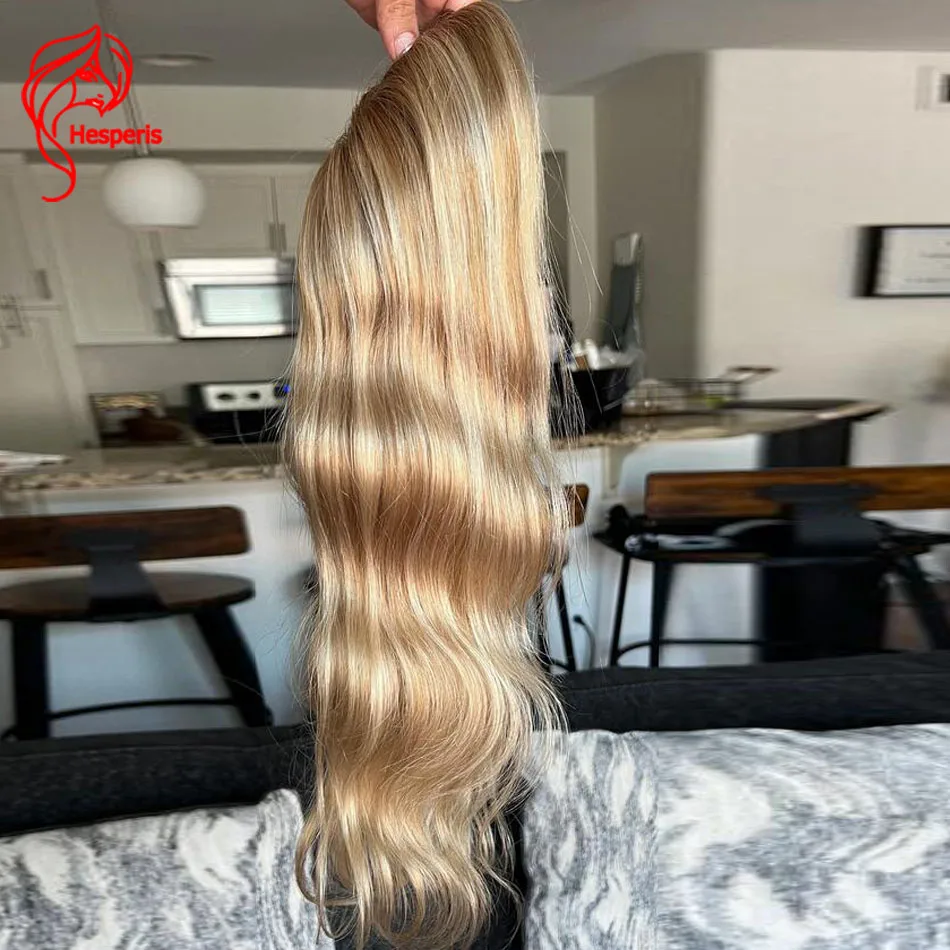 Hesperis Luxury Highlight 5x6" Full Mono Base Rooted Blonde European Hair Topper Free Part Human Virgin Hair Toupee For Women