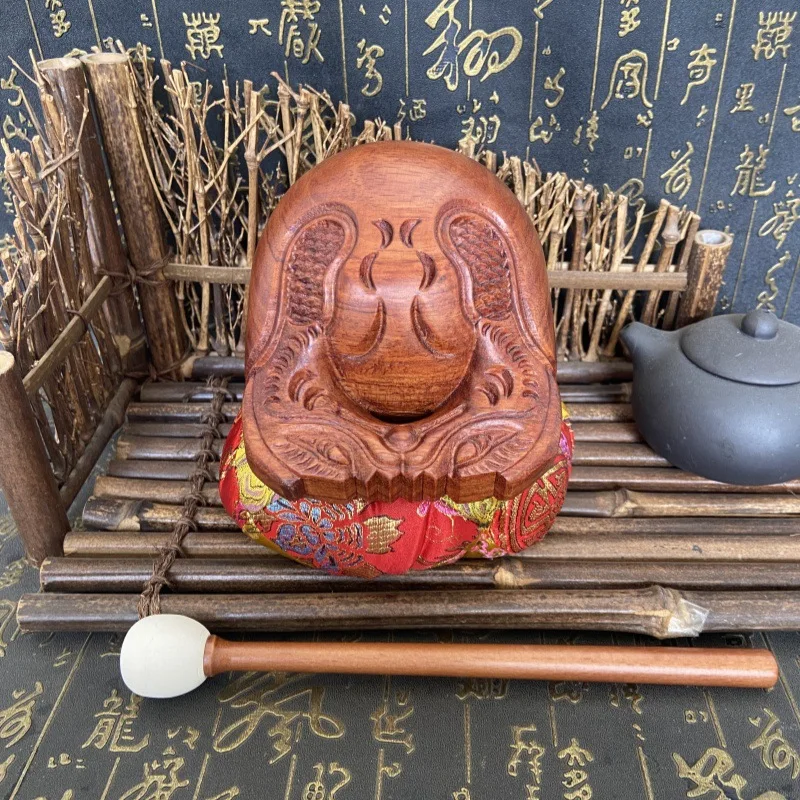 

Brazilian Rosewood Wooden Fish Carved Solid Percussion With Stick And Cushion