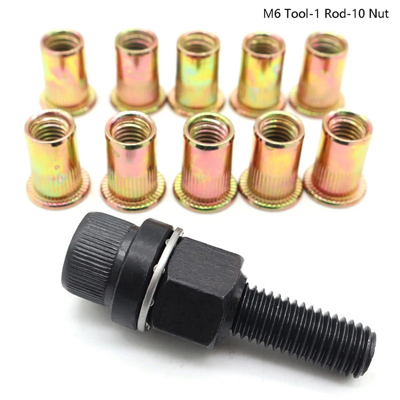 1Set M6 M8 Rivet Nut Guns Manual Riveter Stainless Steel Column Hexagon Nuts AM6SS AM8SS DIY Drill Rivet Outer Hexagon Pull Rod