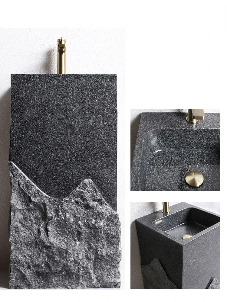 Whole Stone Column Basin, Outdoor Courtyard, Floor Standing, Light Luxury Washbasin, Household Balcony, Stone Sink