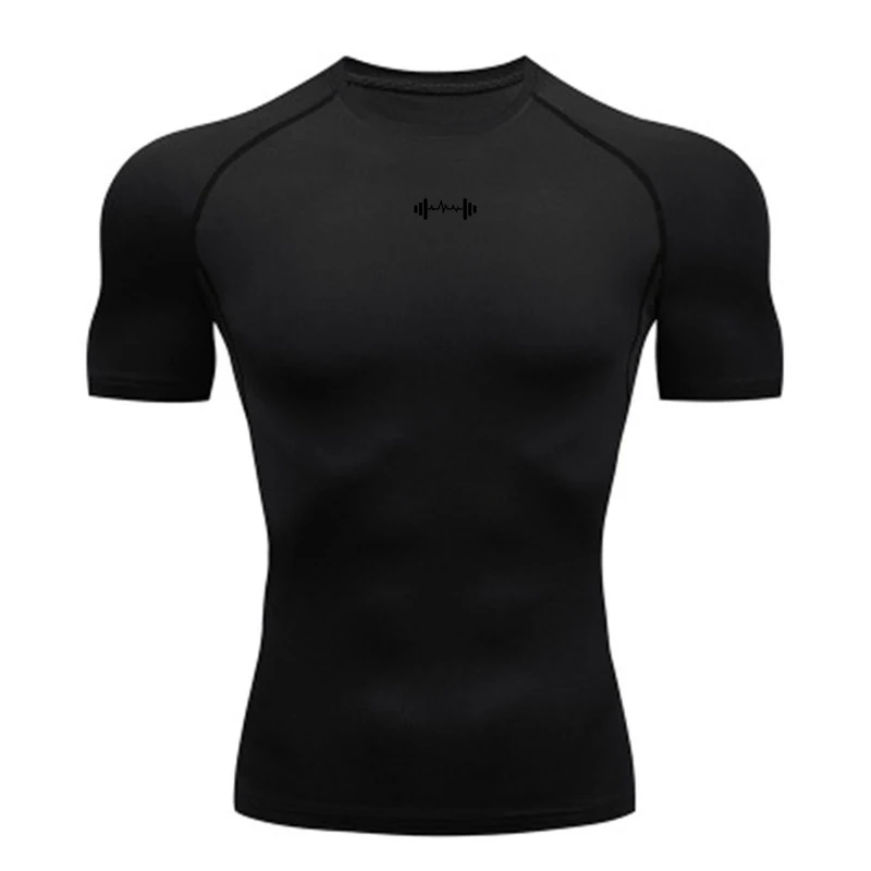 T-shirt de compression pour homme à manches courtes, absorbant, pour le sport, la gym, le fitness, l