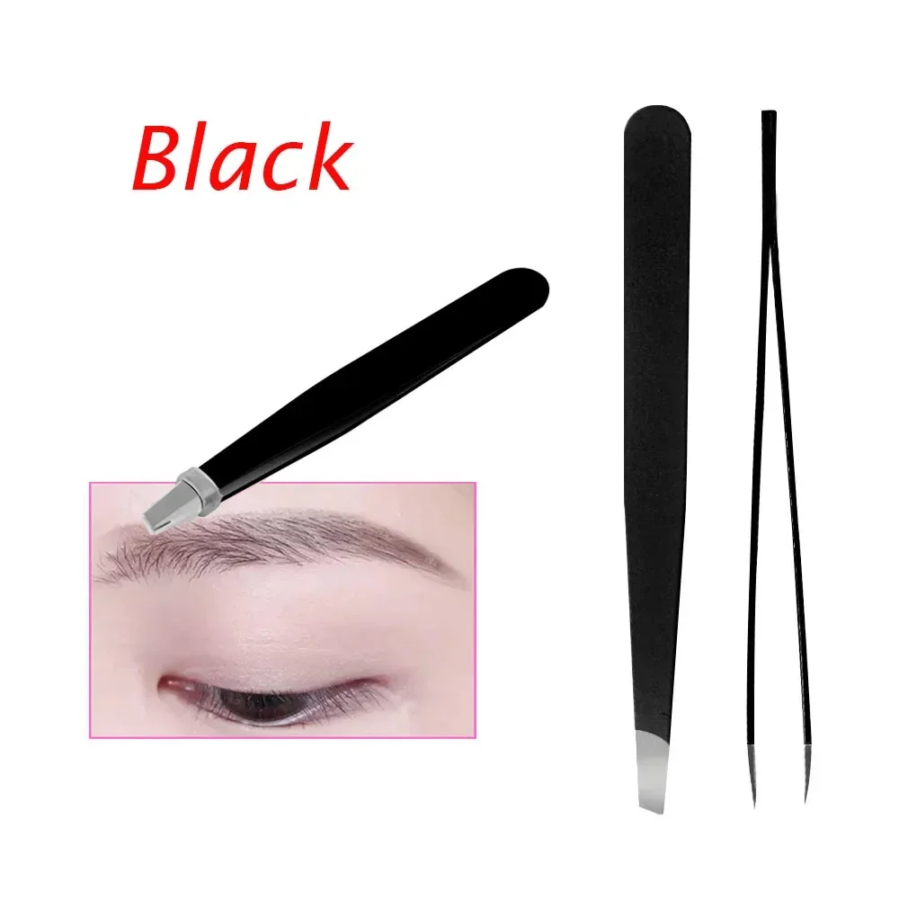 Black Beauty Tweezers Stainless Steel Tweezers Metal Clip Beauty Tools пинцет для бровей Pinzas Shaving Hair Removal Tweezers