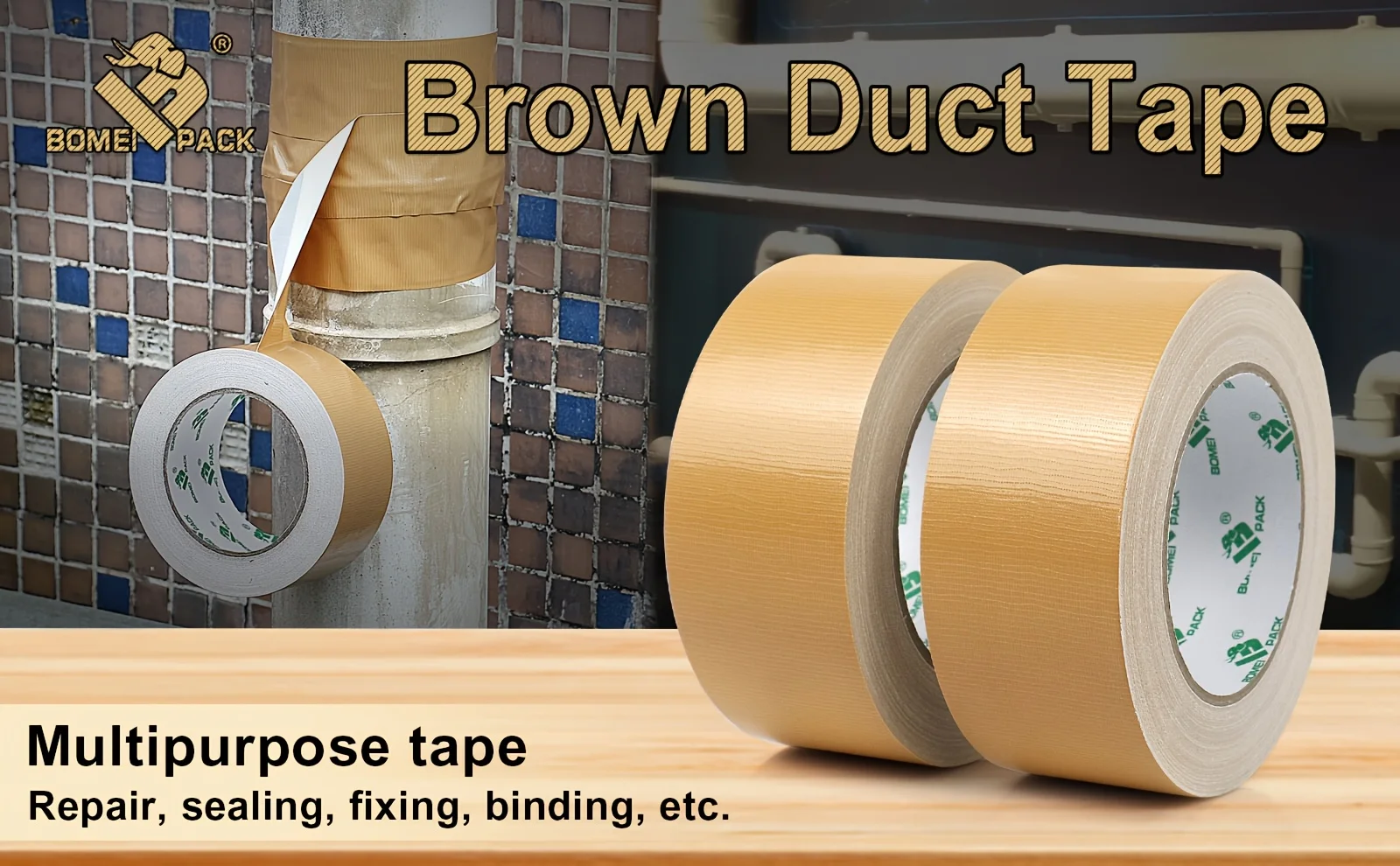 YITAPE 1 Roll Heavy Duty Brown Duct Tape - 7.5Mil x 2in x 33yds, Super Sticky, Heavy Duty Industrial Repair Packaging