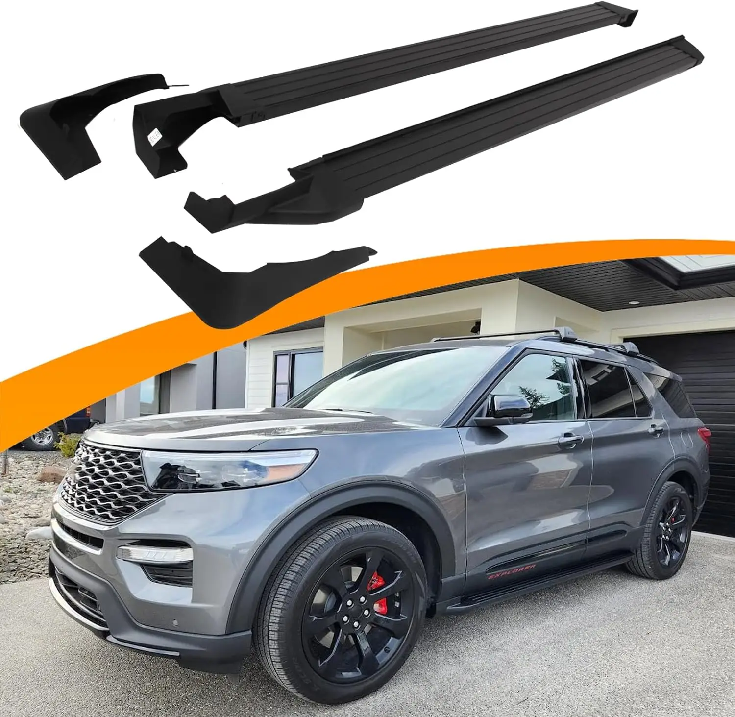 Running Boards Fit for 2020-2025 Ford Explorer Base ST XLT Limited Platinum ST-Line Timberline Side Steps w/Mud Flaps