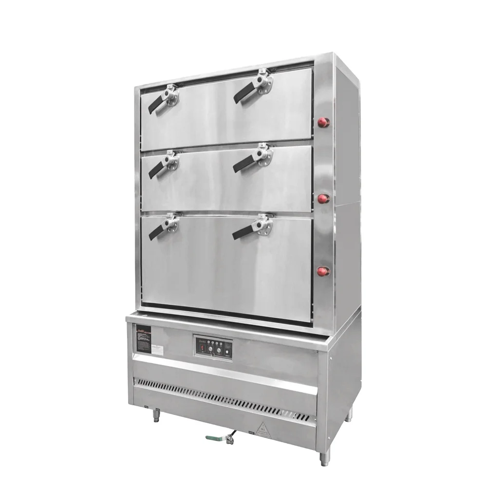 Commercial -Fired Three-Door Steamer Cabinet Electromagnetic Safety Valve for Hotels Restaurants Large Scale Canteens for