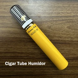 Cigar Tube Humidor Aluminum Waterproof Cigar Case Holds 1 Cigar Portable Cedar Wood Lined Travel Moisturizing Cigar Accessories