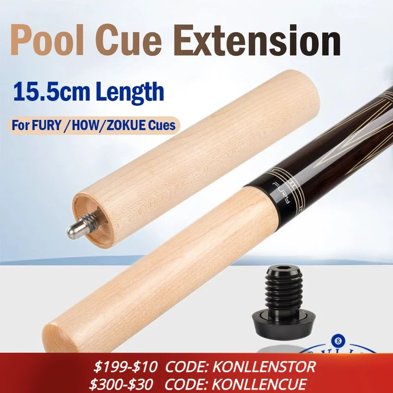 

Solid Maple Pool Cue Extension with Bumper 15.5cm Length for FURY /HOW/ZOKUE Cues Professional Billiard Accessory Extension