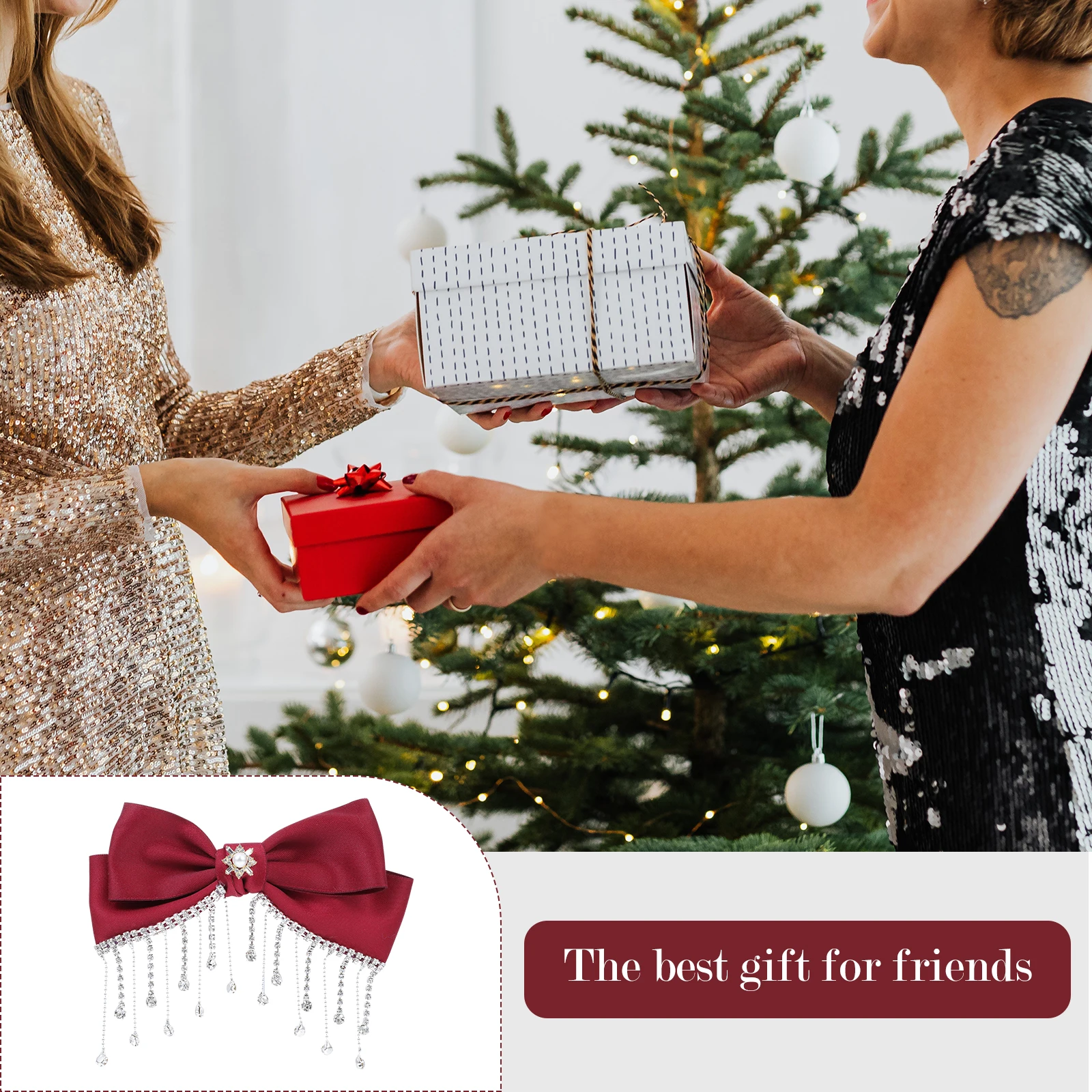 

Red Bowknot Hair Clip Rhinestone Decorative Hairpin Elegant Lady Hair Accessory Party Wedding Birthday Photography Celebration