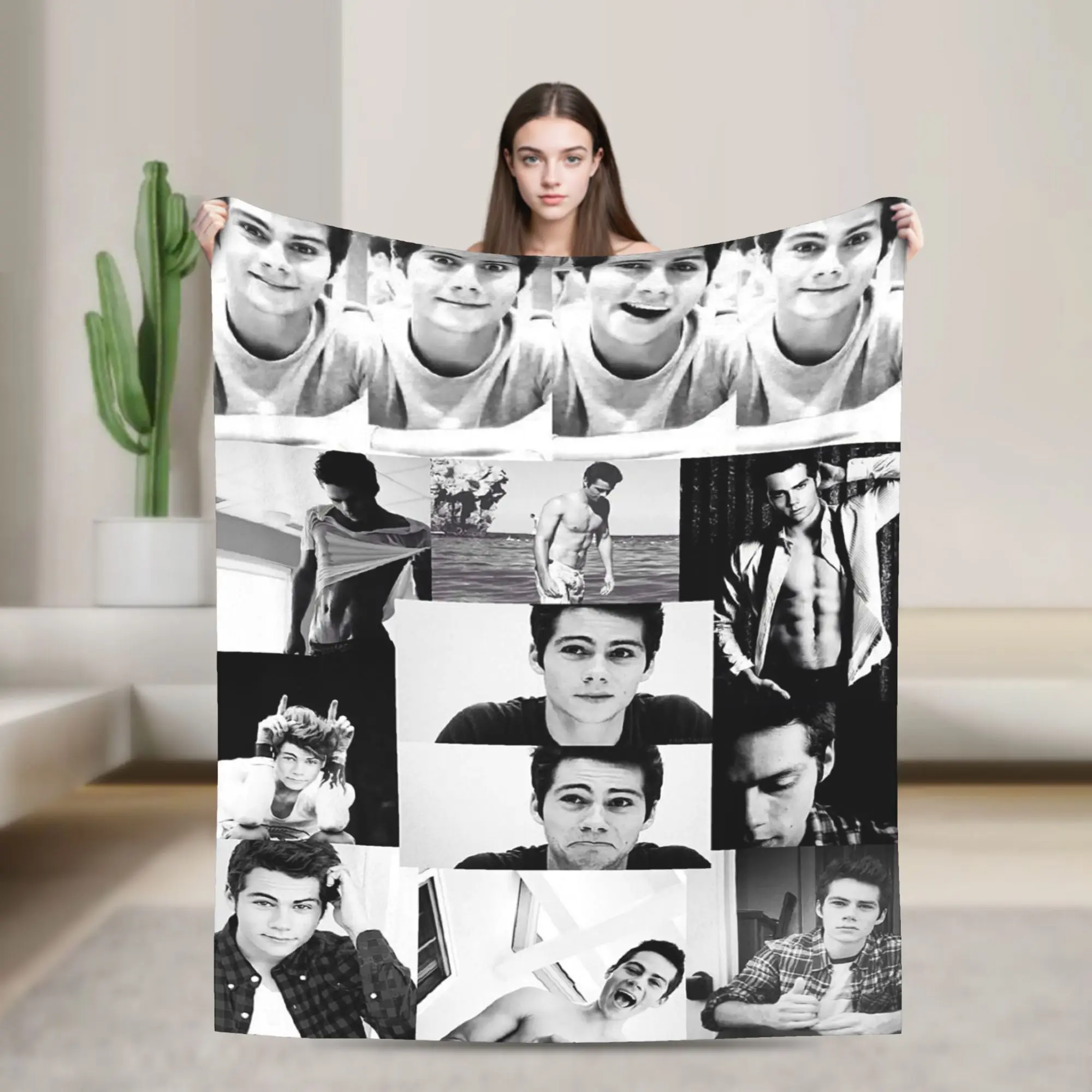 Dylan O'Brien Vintage Actor Knitted Blanket Fleece  Ultra-Soft Throw Blankets for Home Couch Bed Rug