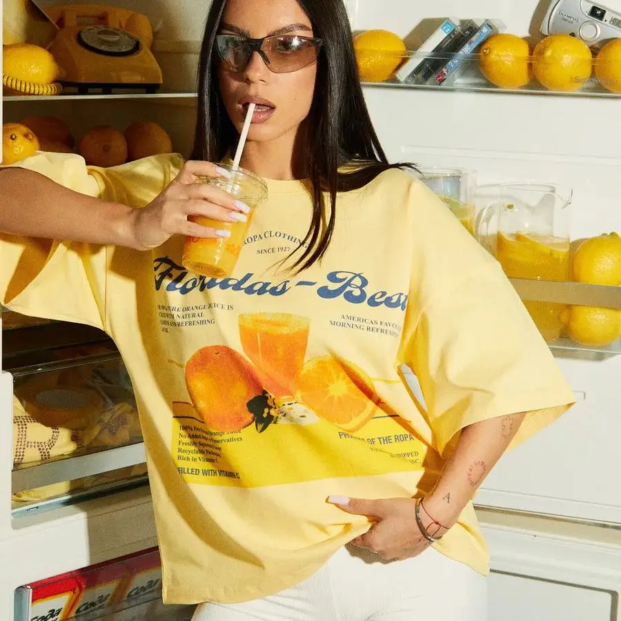 Florida's Best Orange Juice Graphic T-Shirt Men Women Vintage Florida Citrus Print Summer Casual Oversized Tee Sweet Chic Y2K
