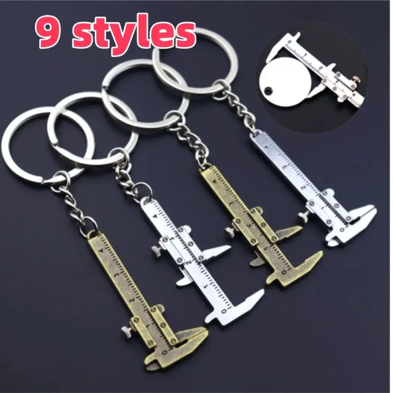 20 Style Portable Vernier Caliper Silver Measurement Tool Pendant Metal Material Automobile Key Chains Accessories