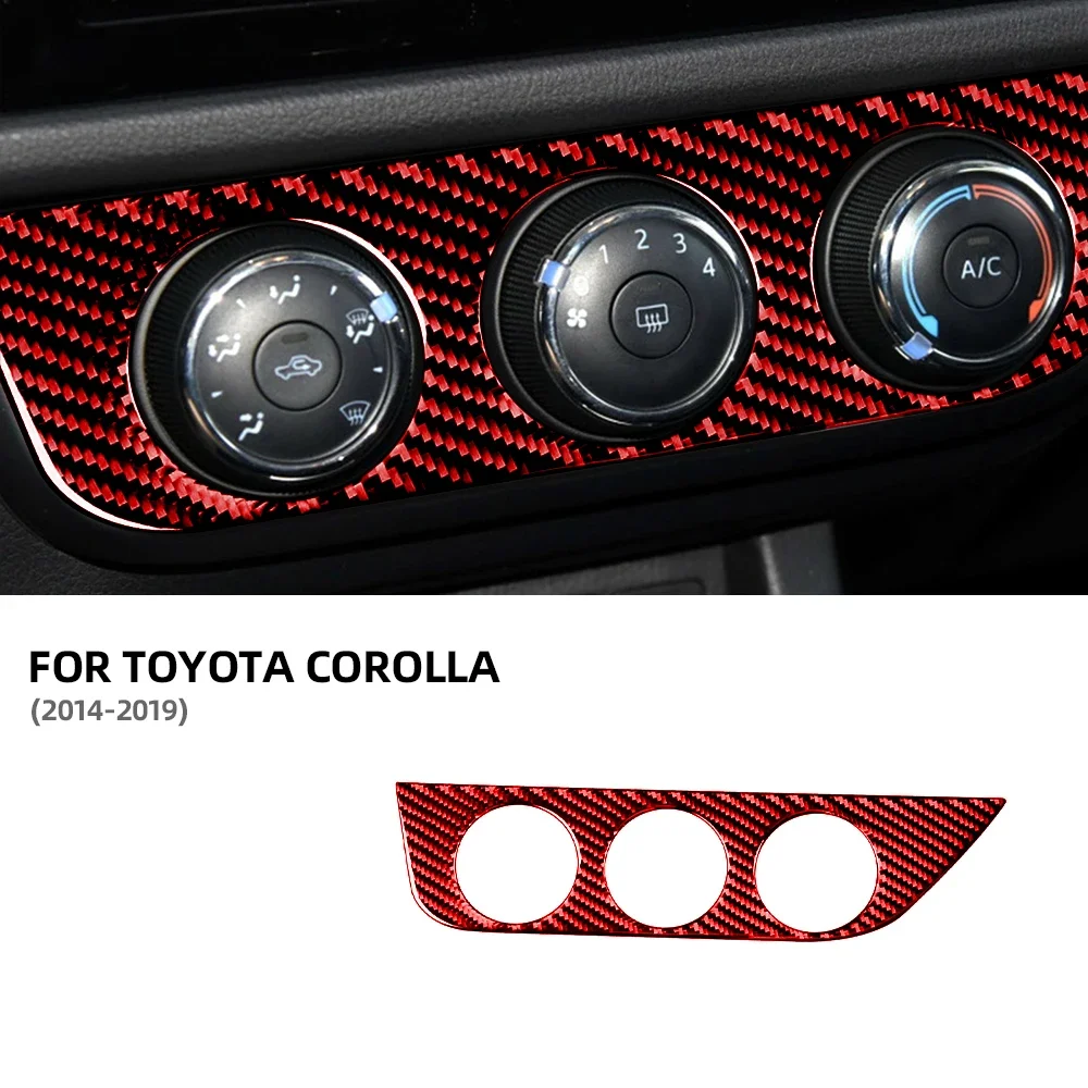 Carbon Fiber Black Fit for Toyota Corolla 2014 2015 2016 2017 2018 2019 Air Conditioning Knob Car Acceccories Voiture Stickers