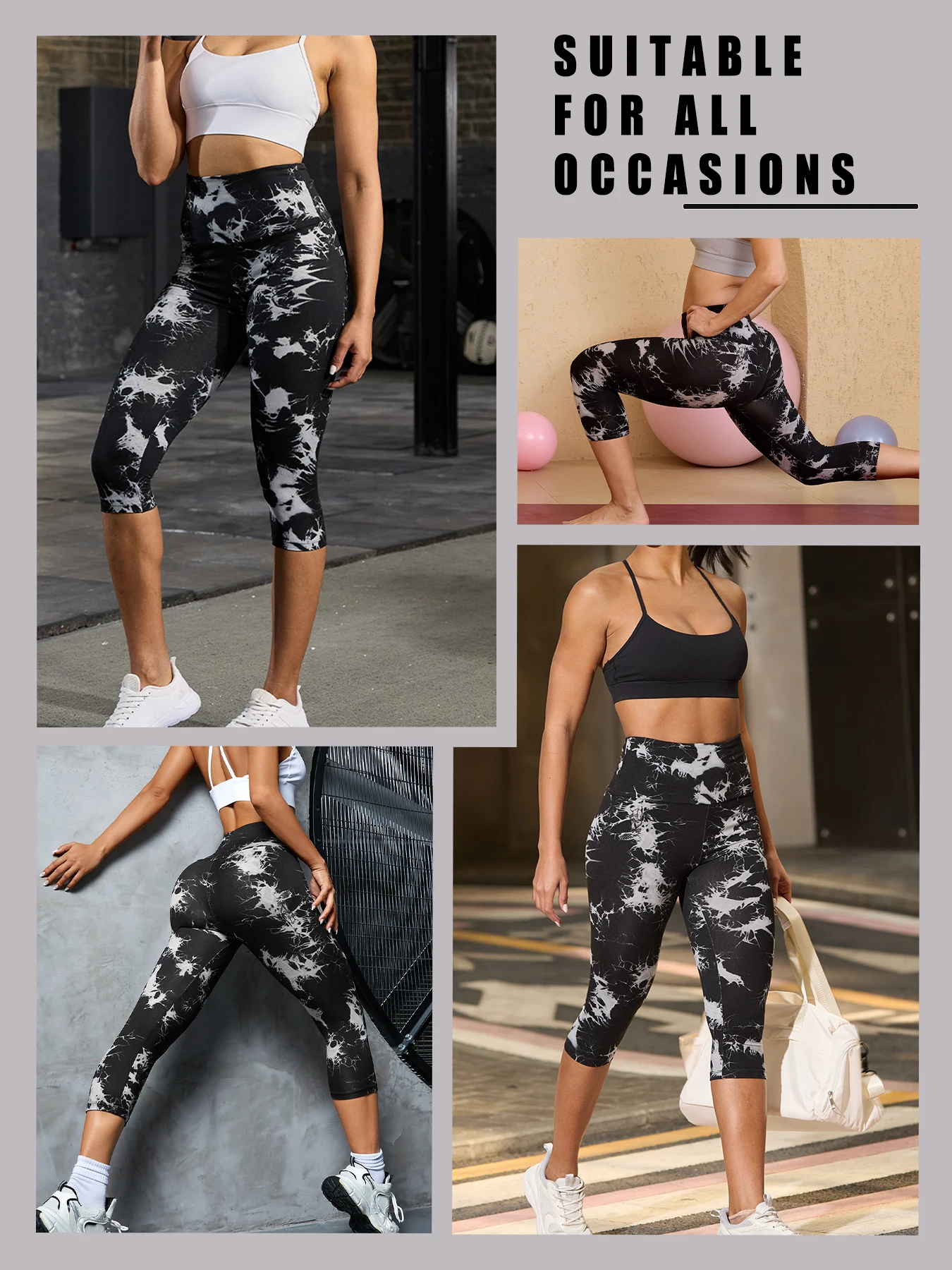 ผู้หญิงเอวสูงกางเกงคาปรี Super Soft Tummy Control ไม่ดูผ่านออกกําลังกายโยคะวิ่งกีฬา Push Up GYM Leggings