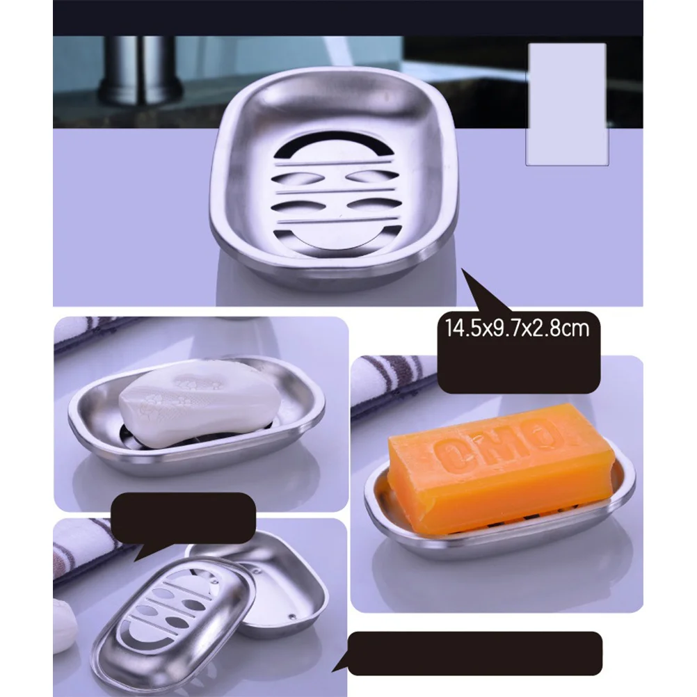 قطعتان من علبة الصابون المصنوعة من الفولاذ المقاوم للصدأ الفاخرة، تضمن النظافة والمتانة المثالية للاستحمام في الحمام والمطبخ