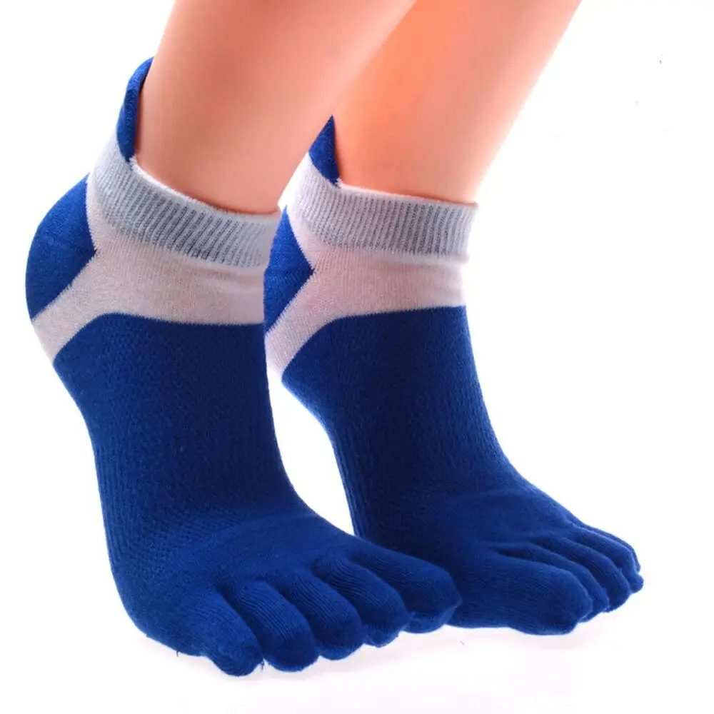 1Pair Mens Cotton Toe Socks Five Finger Solid Sport Ankle Breathe Low Cut Classic Breathable Running Finger Socks For Trainer