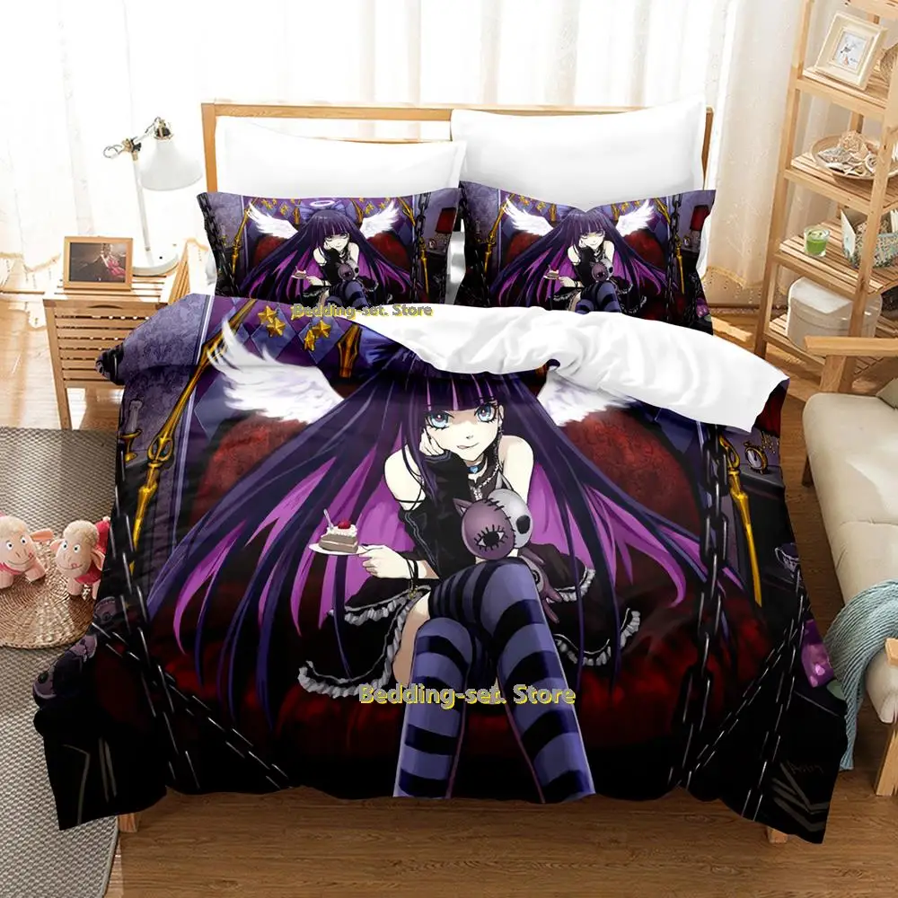 

New Anime Panty Stocking Bedding Set Cartoon Girls three-piece set Adult Kid Bedroom Duvetcover Set conjunto de cama de solteiro