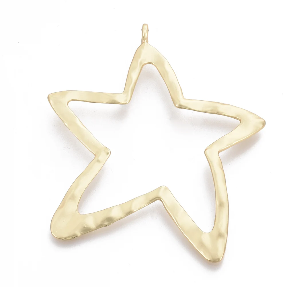 

Pandahall 10Pcs Gold Color Star Hollow Alloy Big Pendants Matte Style Metal Charms For Necklace Bracelet Jewelry Making Gift