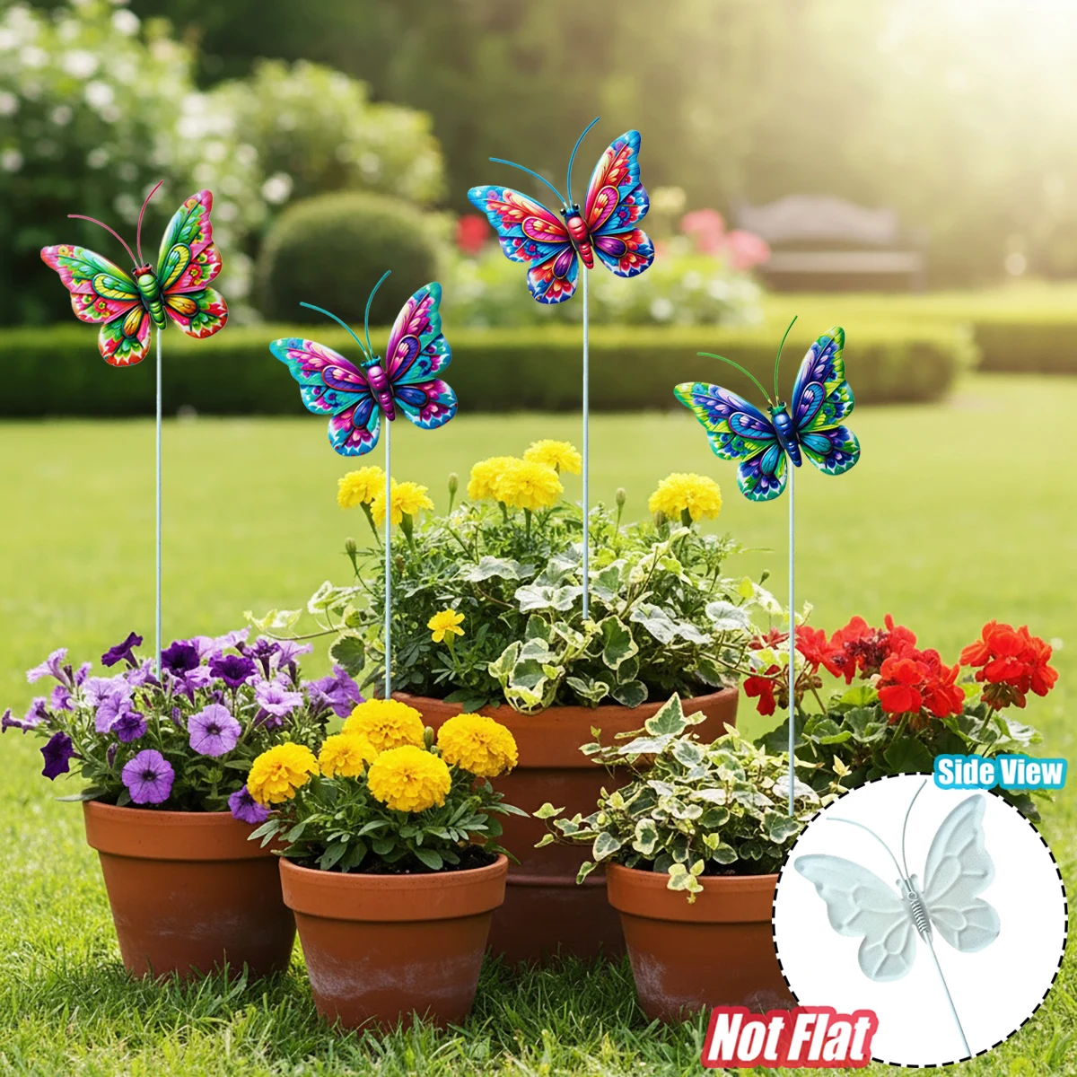 

4PCS Metal Butterfly Garden Stakes - Outdoor Lawn & Patio Decor for Flower Pots, Yard, Wedding Party | Perfect Mother's Day Gift