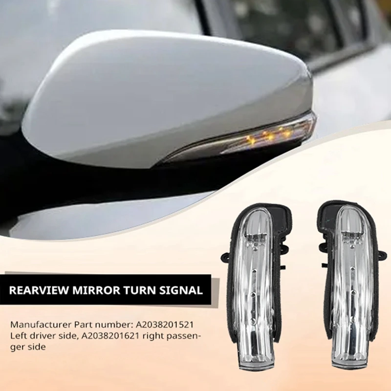 Pair Rearview Mirror Turn Signal Light Indicator Lamp for - W203 C-Class C280 C320 C350 Left & Right 01-07-A68X