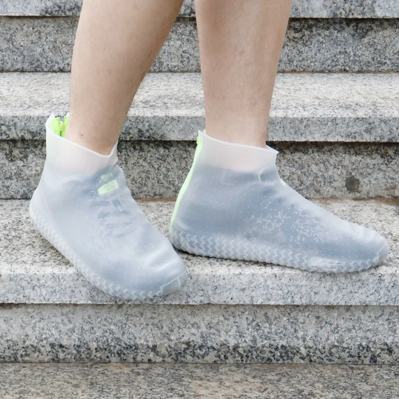 Women and men black cover shoes back zipper fly ankle shoe covers durable elasticity silicone galoshes overshoes