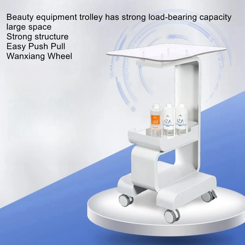 Beauty equipment cart, hydrogen oxygen small bubble cart base, water light radar line carving, mobile desktop storage rack