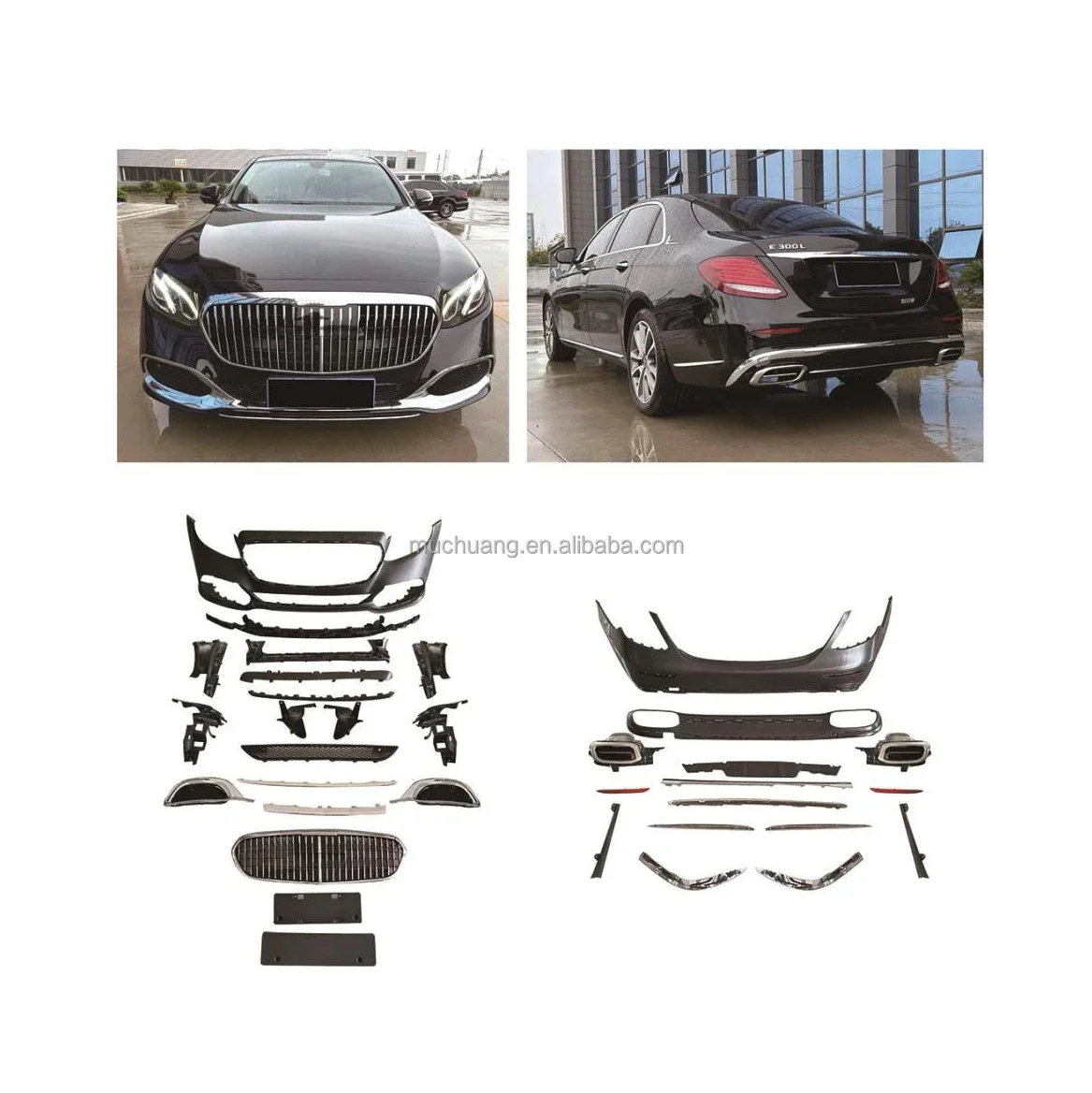 Body Modification Upgrade Kit Front Rear Bumper for 2018 Mercedes Benz E-Class E300L W213 Upgrade Maybach W223