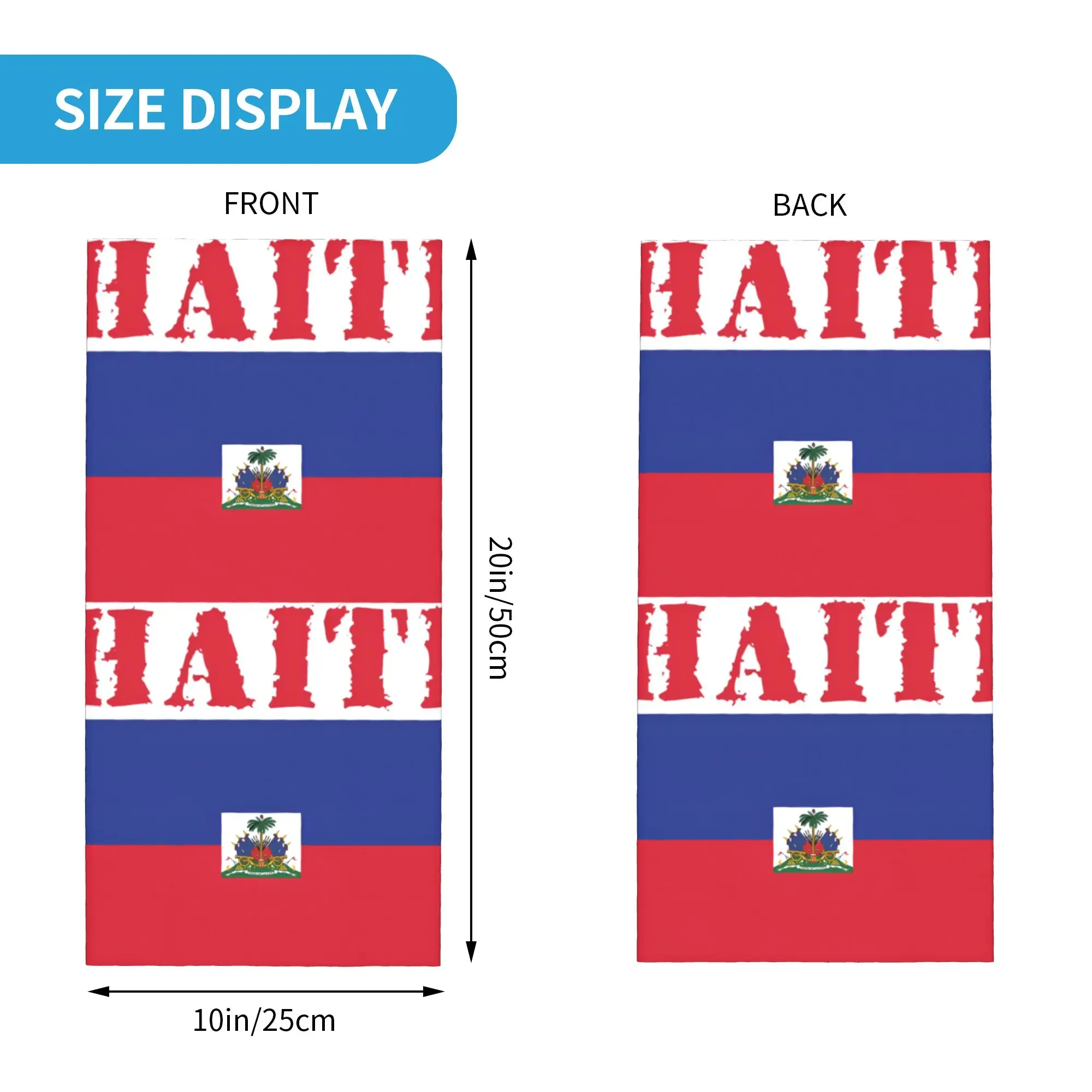 Haiti Flag Bandana Winter Neck Warmer Women Windproof Wrap Face Scarf for Ski  Gaiter Headband view 2