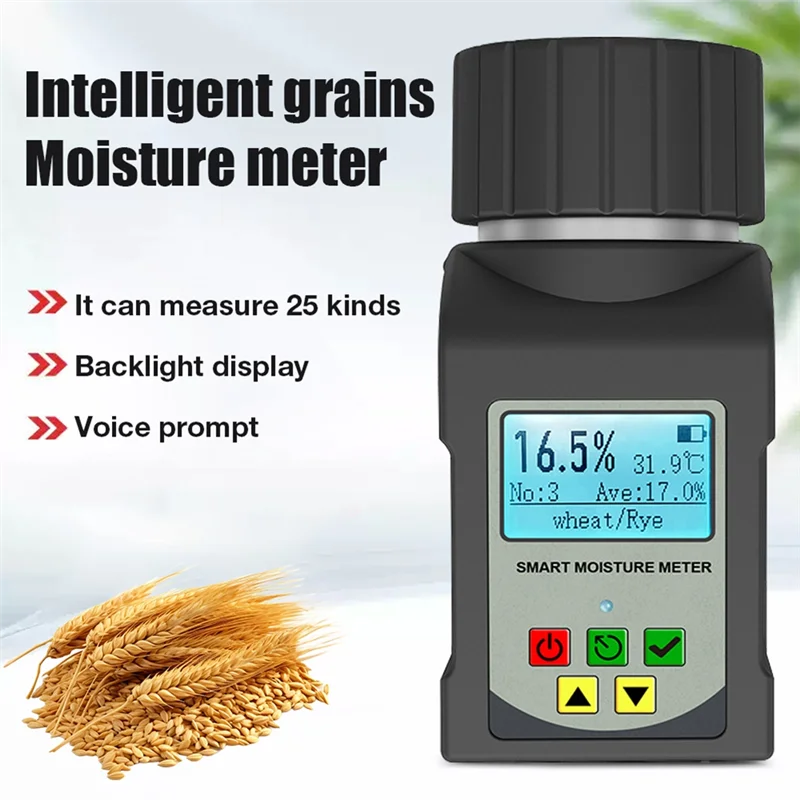 AS60-Intelligent Hygrometer Humidity Tester Grain Moisture Meter For 25 Kind Varieties Of Grains Rice Wheat Coffee Bean Seeds Pe