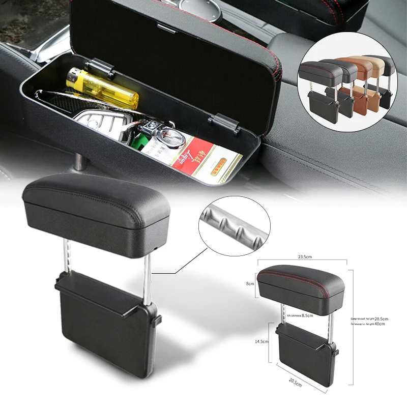 

Adjustable Storage Function Car Armrest Box PU Leather Seat Gap Organizer Phone Key Sundries Pockets Car Gadget