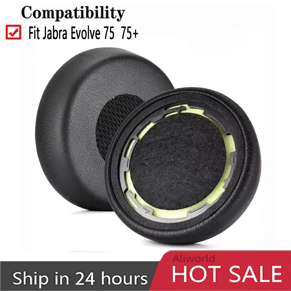 Oreillettes de remplacement en cuir protéiné professionnel, coussinets d'oreille pour casque Jabra 75 75 + évolve75, étui en mousse à mémoire de forme pour Gamer