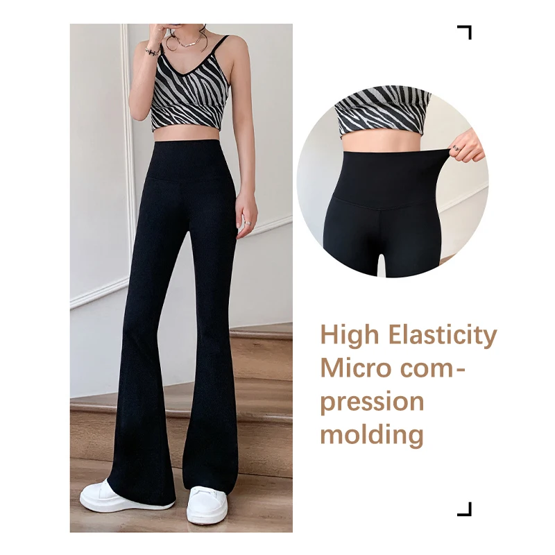 Flare Leggings Yoga Pants Women High Waist Wide Leg Pants Women Gym Sports Black Flared Pant Plus Size Dance Trousers New