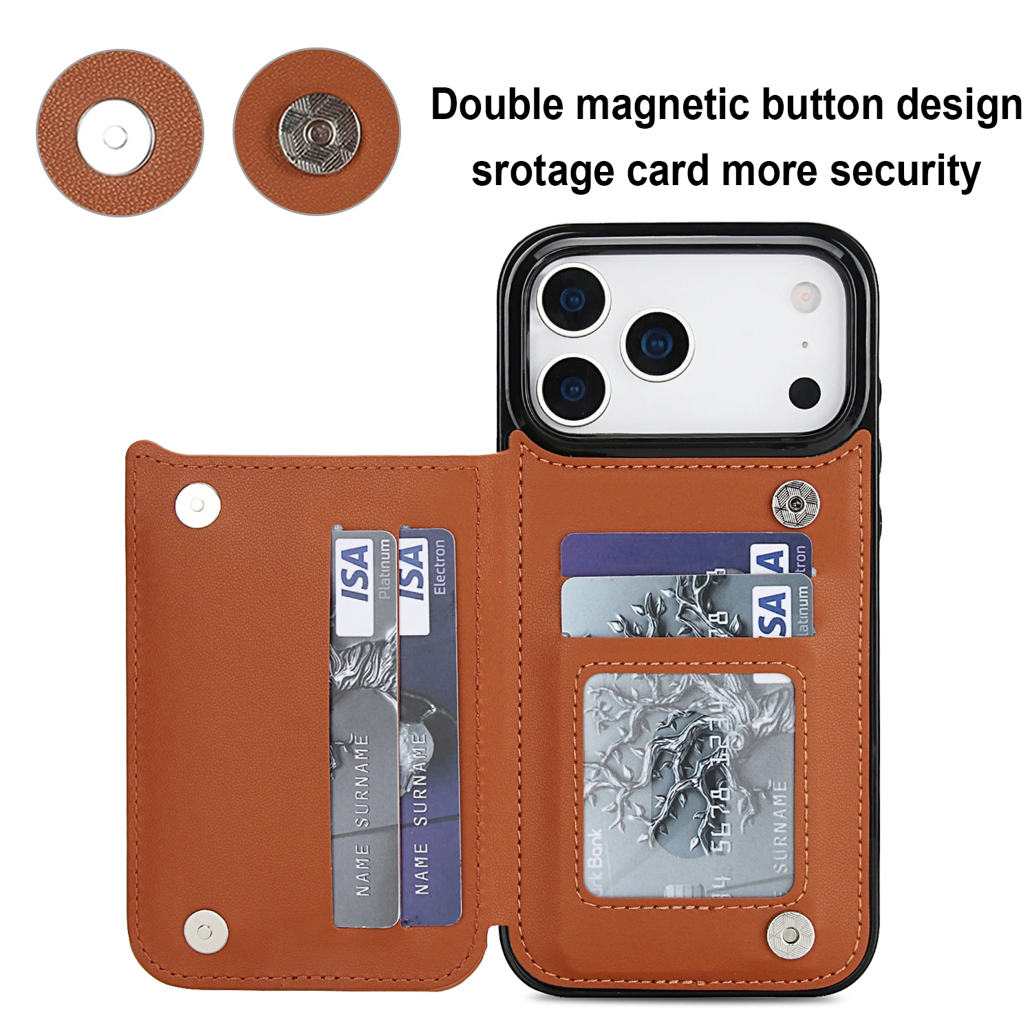 Luxury Wallet Leather Cards Holder Phone Case For iPhone 18 17 16 15 14 13 12 11 Pro Max Plus Shockproof Back Cover Accessories