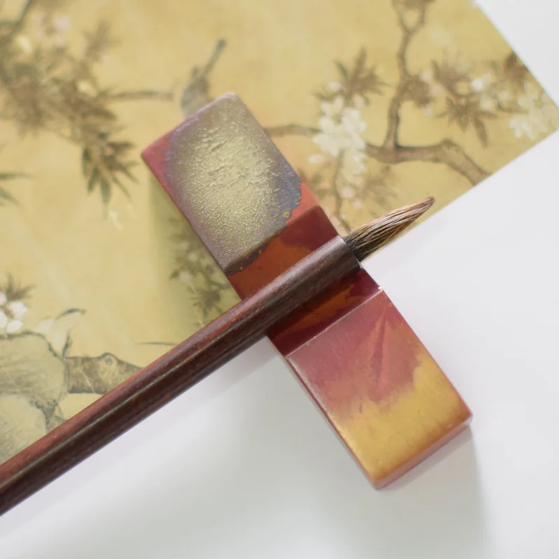 Calligraphy Special Ruler Red Copper Inlaid Silver Ruler Paper Pressed Pen Holder Chinese High grade Calligraphy and Painting Su