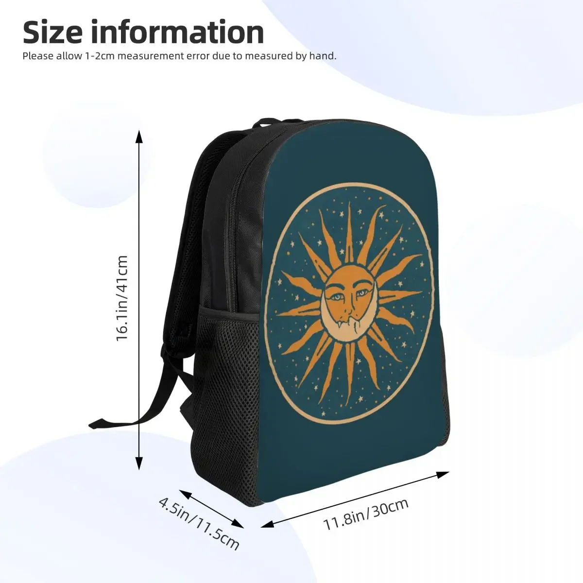 Custom Sun And Moon Vintage Backpack Men Women Casual Bookbag for College School Bags