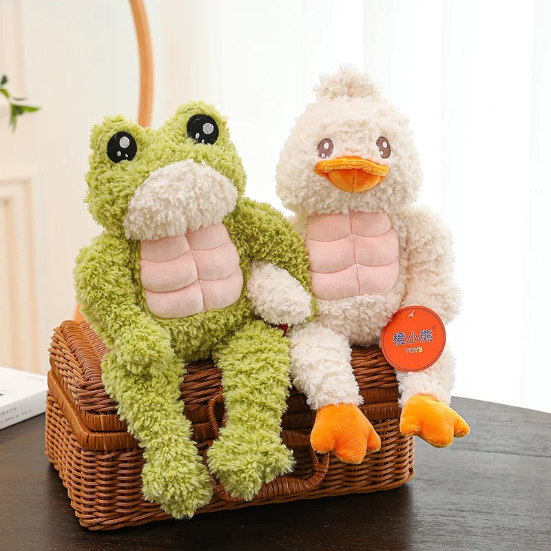 35cm Creative Strong Frog Plush Toy Stuffed Animal Kawaii Soft Muscle Frog Doll Cute Plushies Christmas Gift for Child Kids