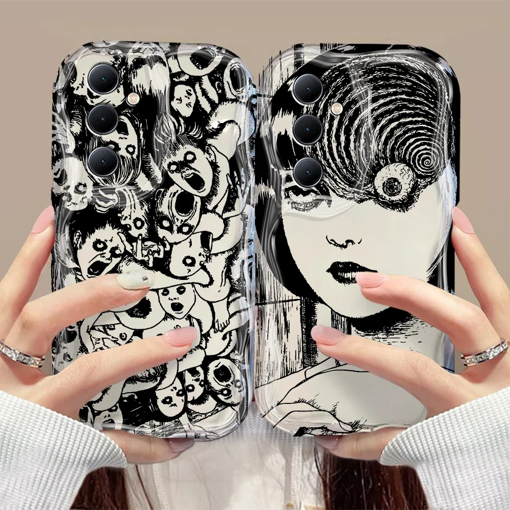 Comics Junji Ito Terror Horror 3D Wave Phone Case For Samsung Galaxy S24 S23 S21 S20 FE Plus Ultra 4G 5G Soft Silicone Cover