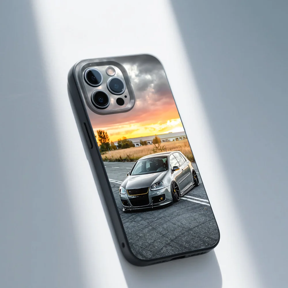 حافظة هاتف G-Golf Mk7 Car GTI لهواتف iPhone 16,15,14,13,12,11,Pro,Max,Plus,X,XS,SE,E,Mini,Soft Silicone Black Case