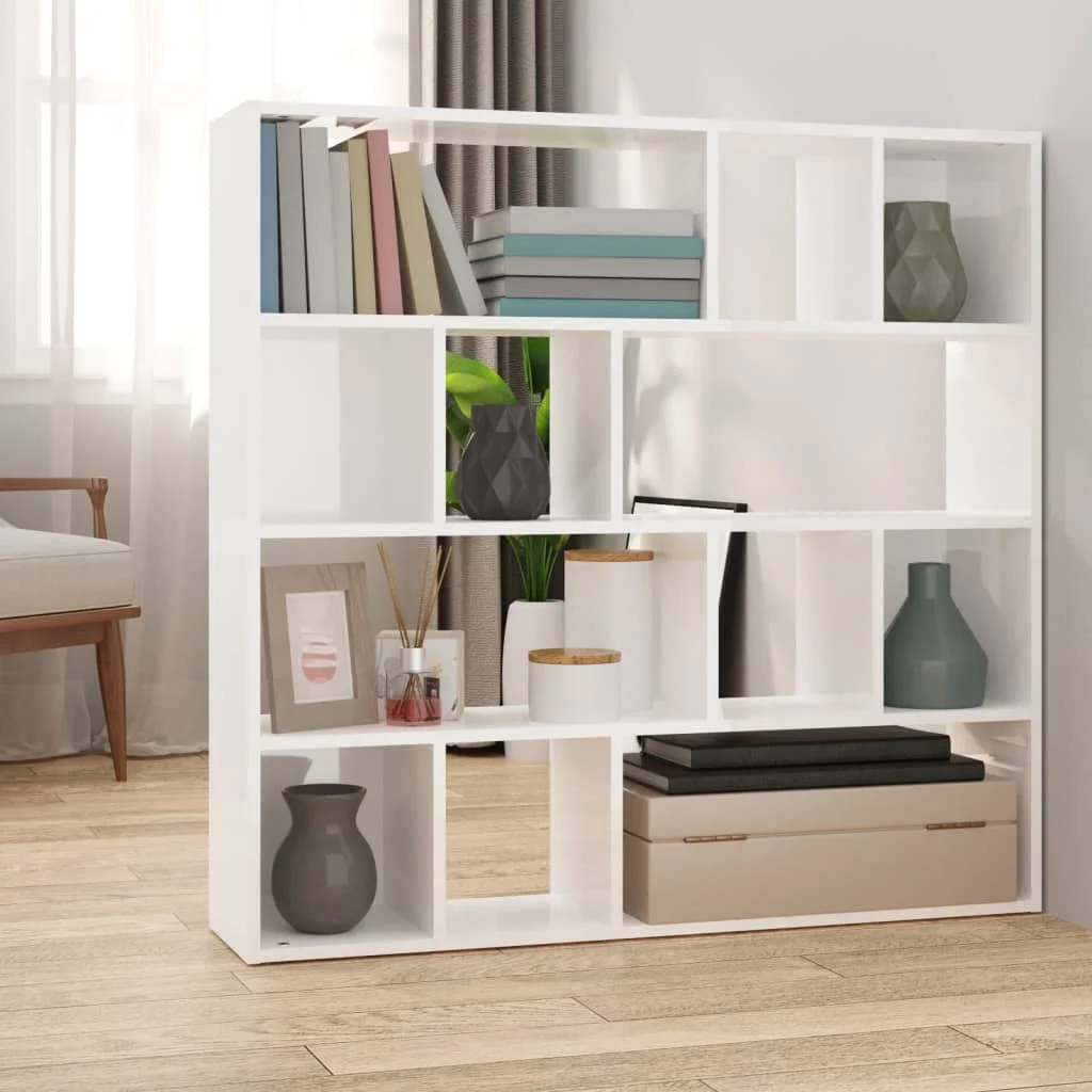 Glossy White Room Library/separator 105x24x102 cm