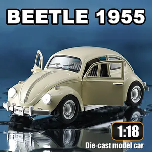 1: 18 Skala Beetle 1955 Model Mobil Mainan Paduan Diecasting Pintu Terbuka Suara Ringan Tarik Kembali Miniatur Kendaraan untuk Hadiah Anak-anak 10 mobil model skala penjualan terbaik 1 18 - №